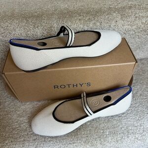 Rothy's White and Black Flats with Elegant Trim